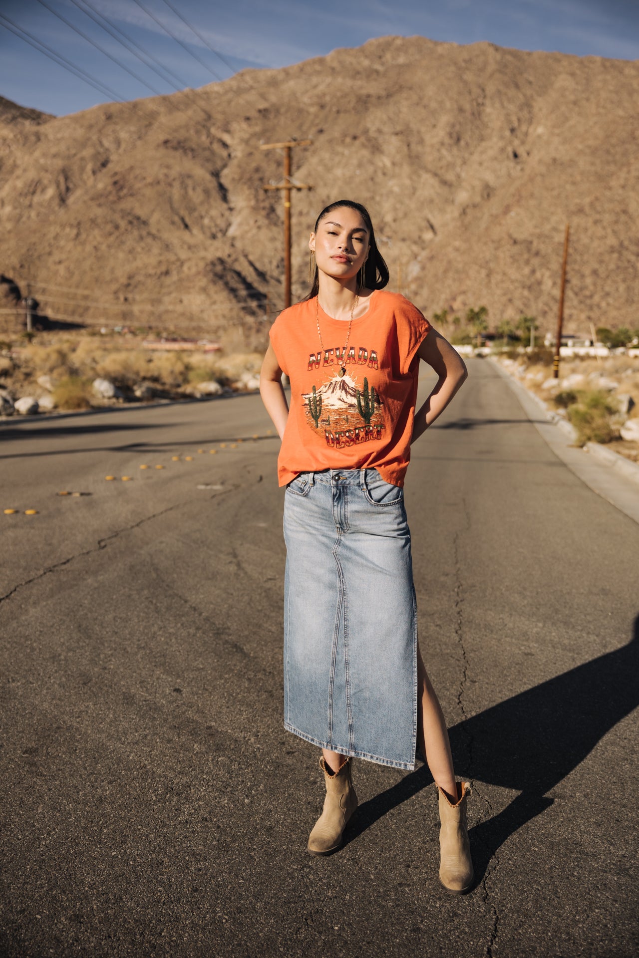 Jupe longue en denim Carla Denim (syracuse)