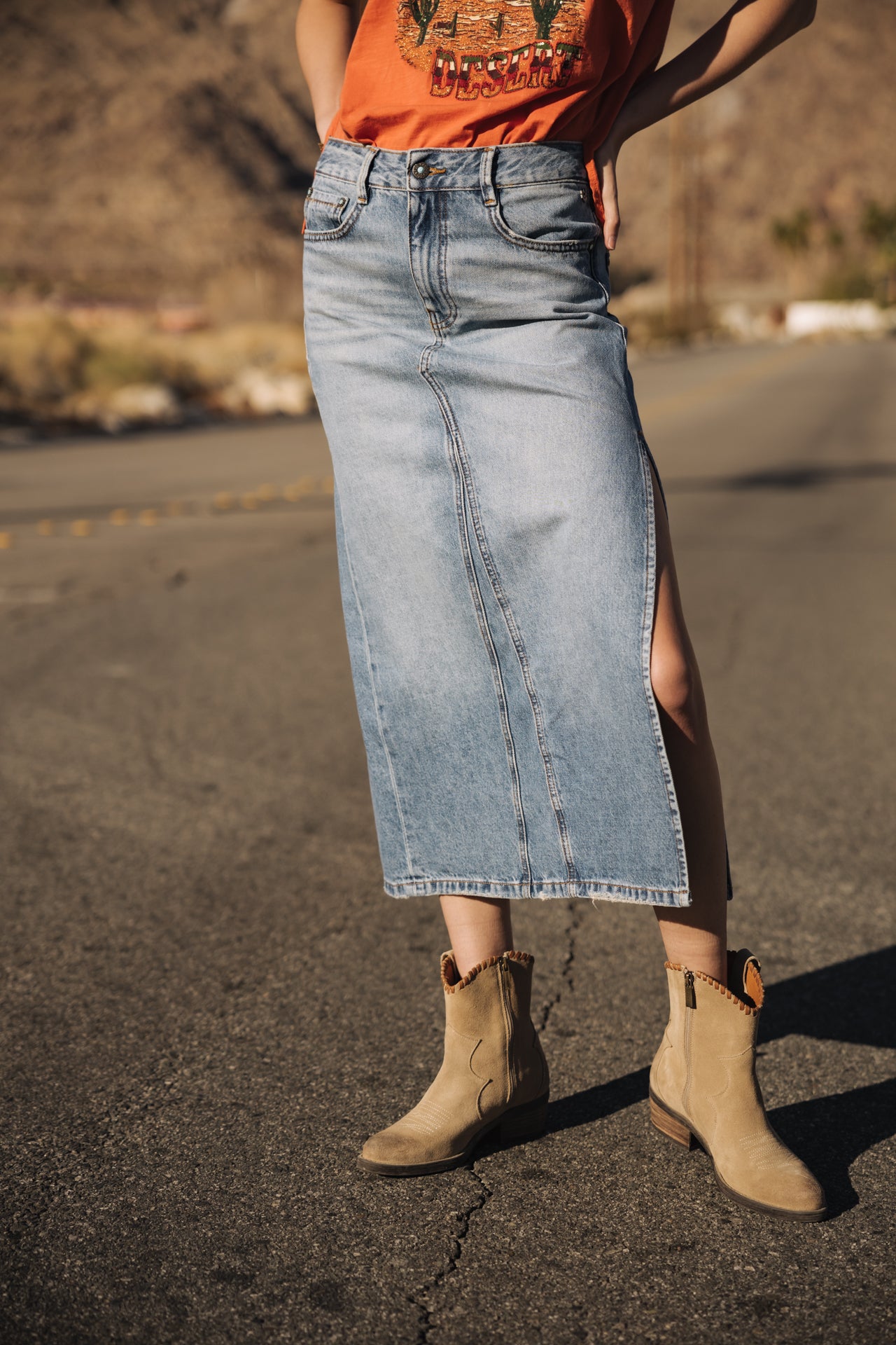Jupe longue en denim Carla Denim (syracuse)