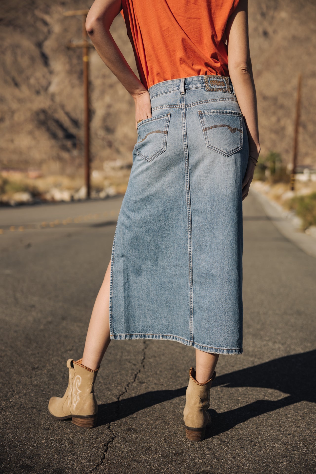 Jupe longue en denim Carla Denim (syracuse)