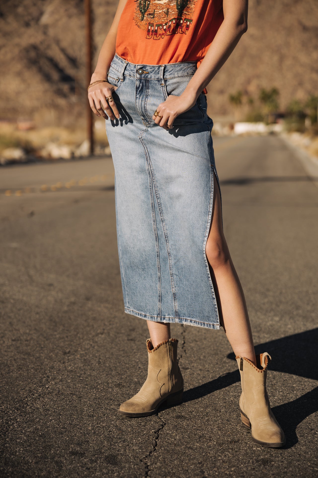 Jupe longue en denim Carla Denim (syracuse)