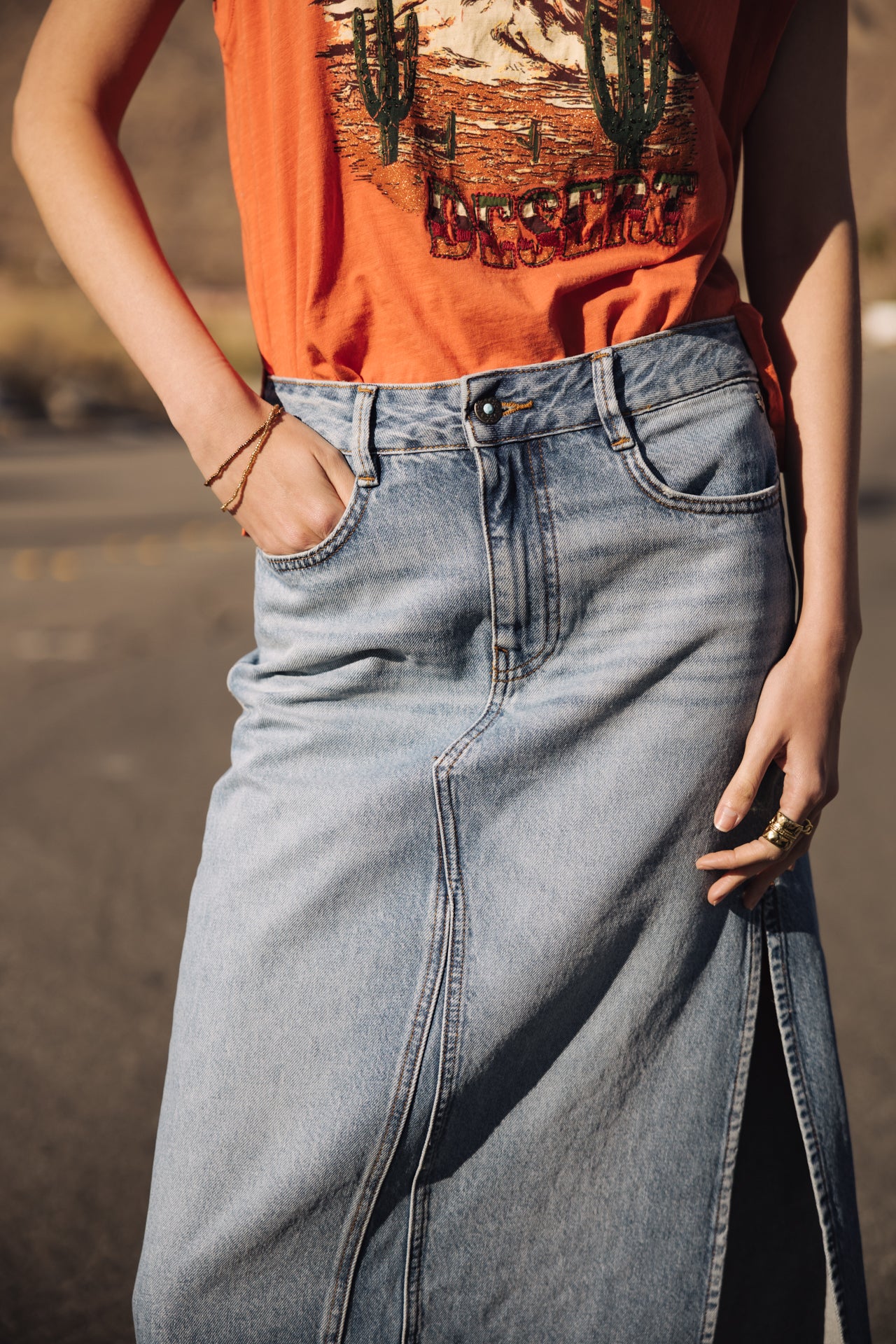 Jupe longue en denim Carla Denim (syracuse)