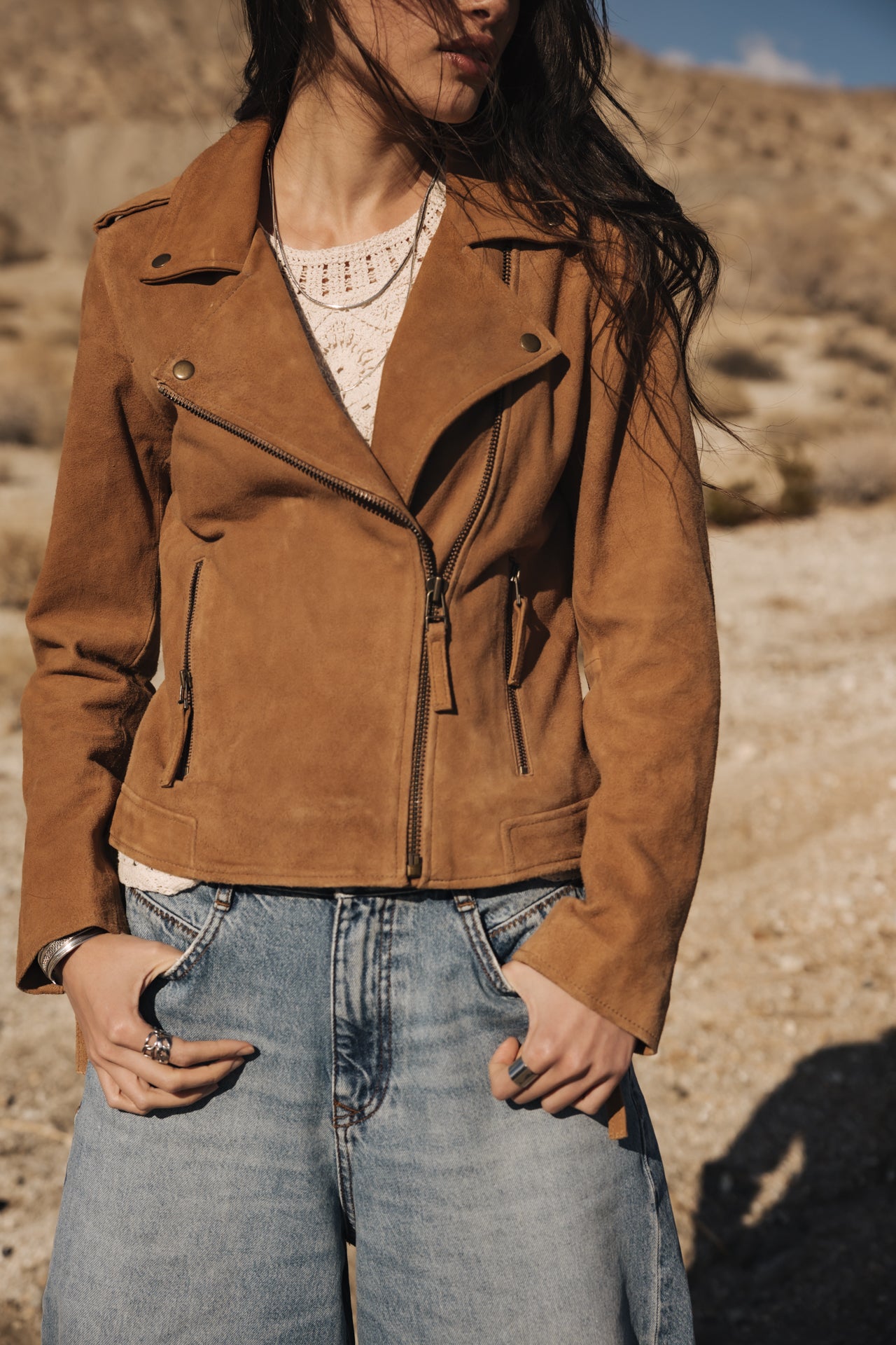 Perfecto en cuir Kristen Daim (rubber)