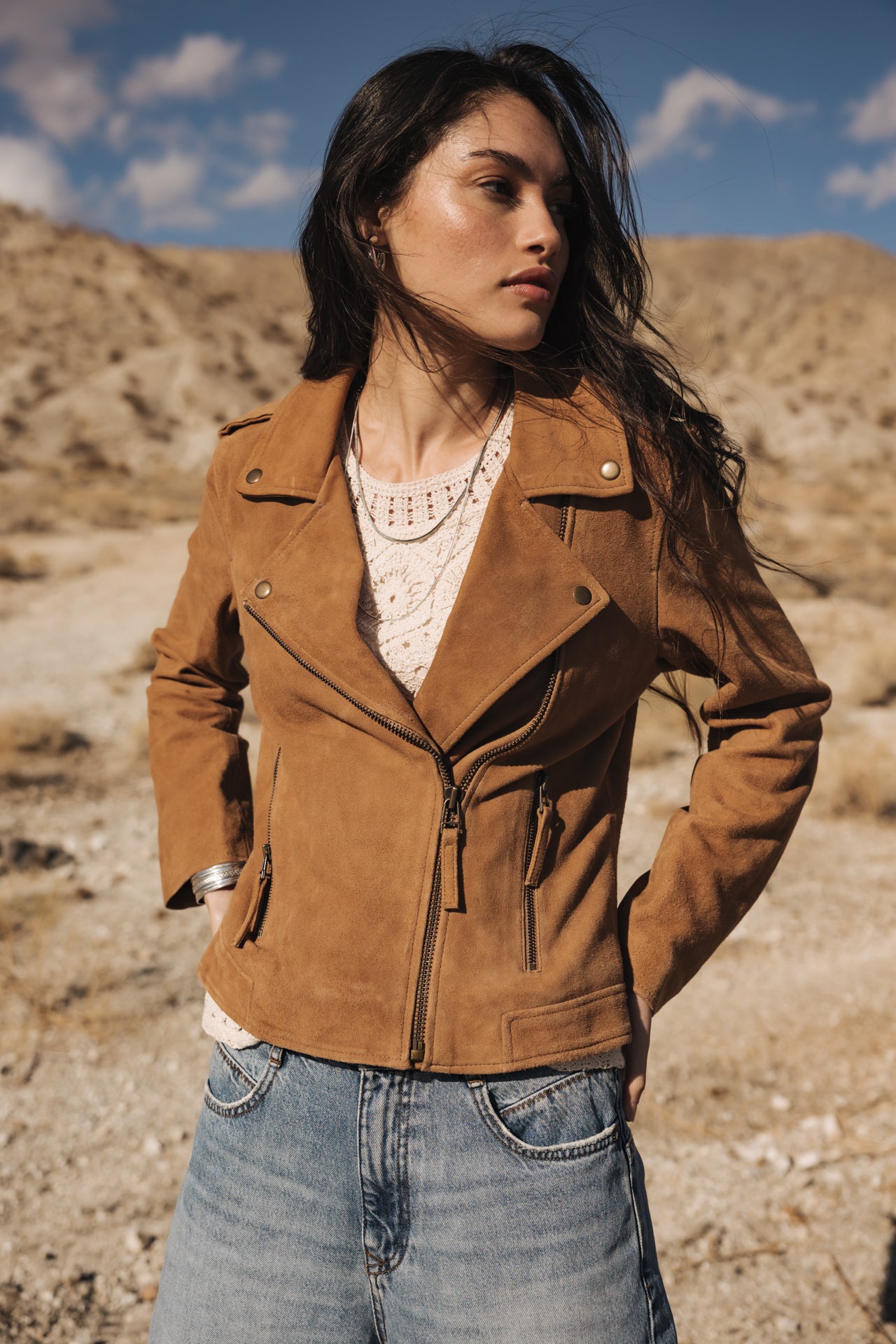 Perfecto en cuir Kristen Daim (rubber)