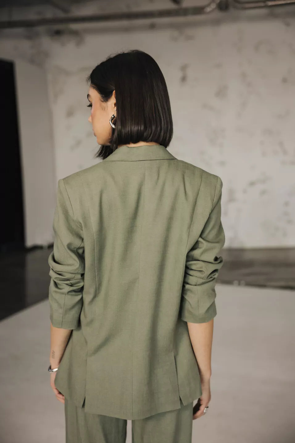 Blazer Bernie Plain Linen (Deep lichen green)