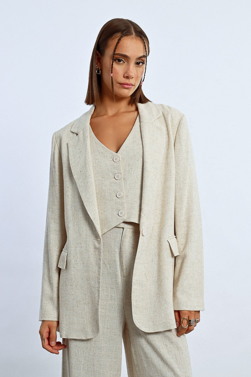 Blazer en lin (light beige)