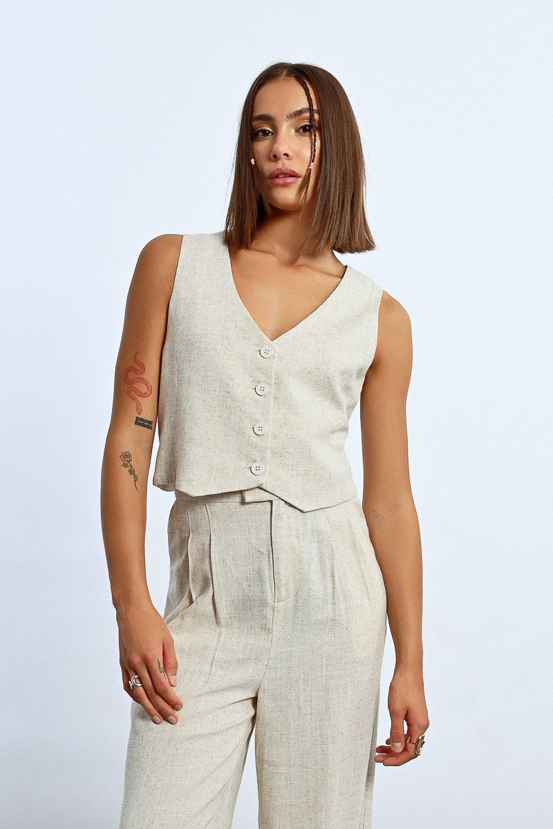 Gilet Boléro en lin (light beige)