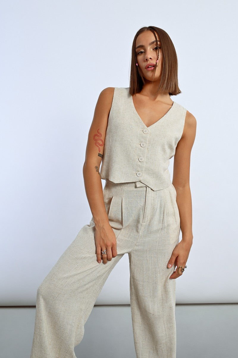Gilet Boléro en lin (light beige)