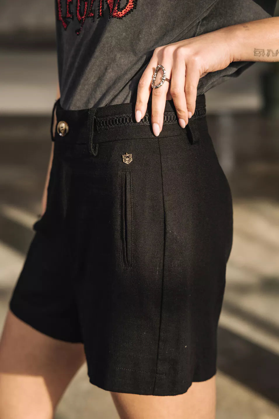 Shorts en lin Flavie (Black)