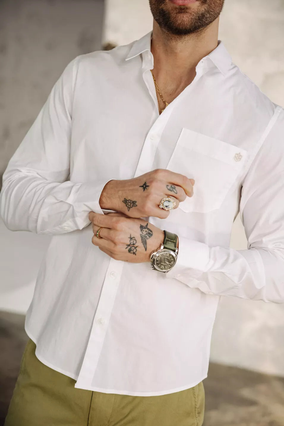 Chemise straight Jeremiah Pop Stretch (White)