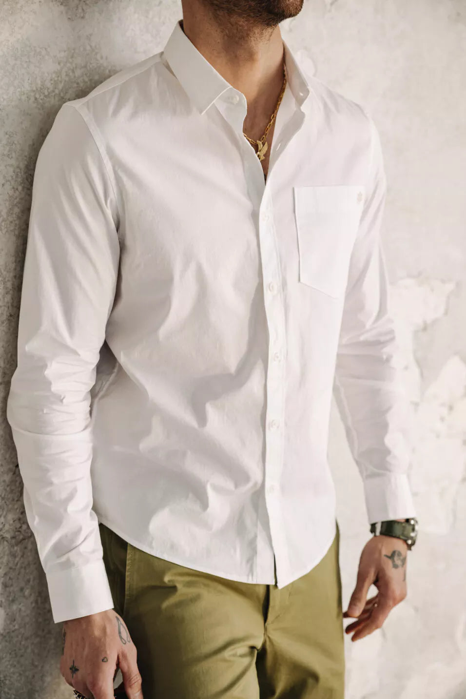 Chemise straight Jeremiah Pop Stretch (White)