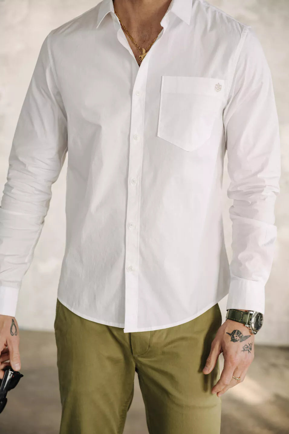 Chemise straight Jeremiah Pop Stretch (White)