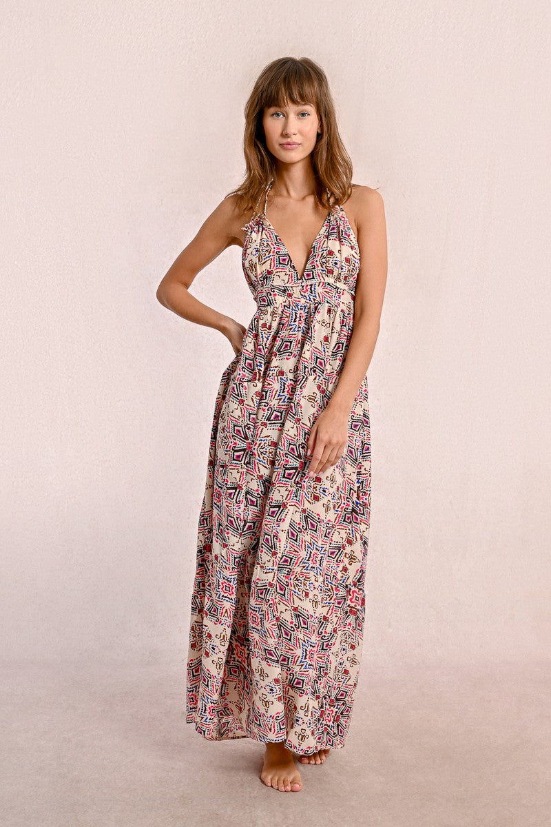 Longue robe à imprimé ethnique