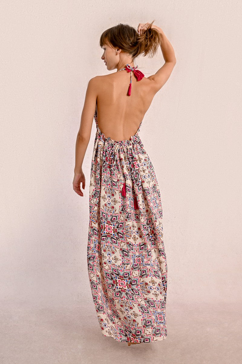 Longue robe à imprimé ethnique