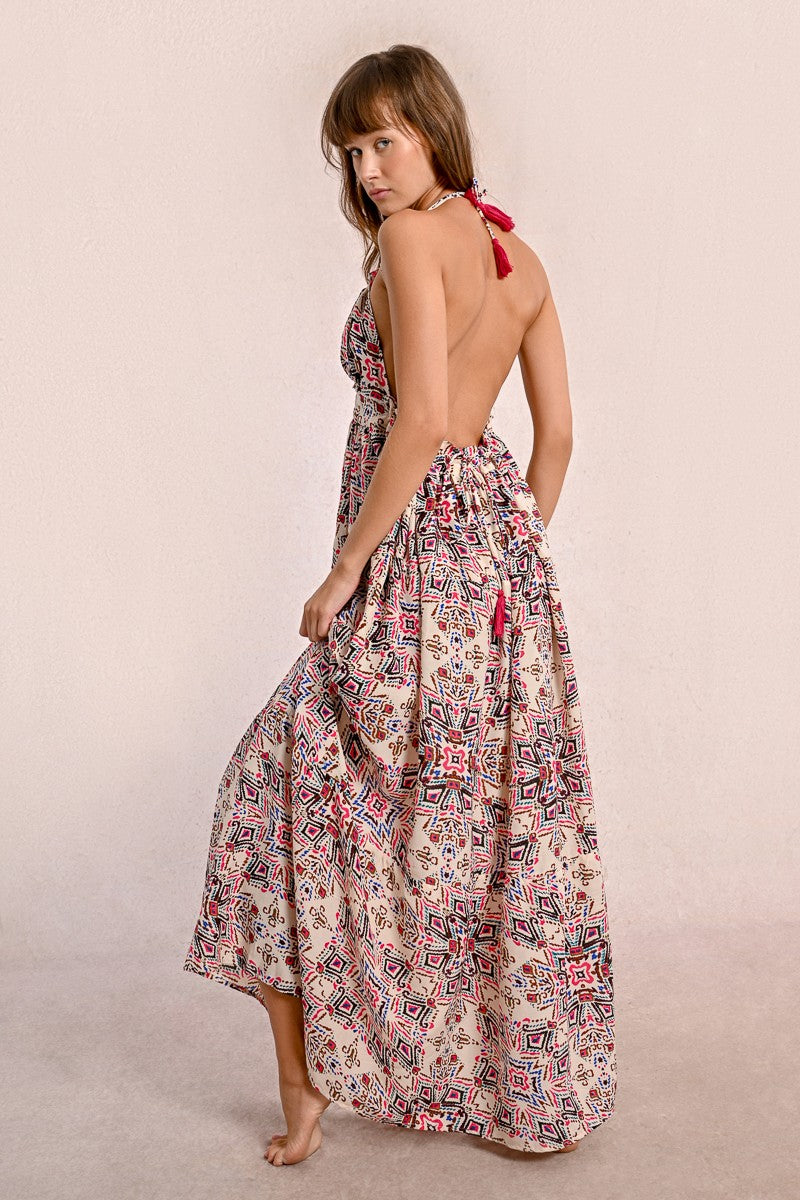Longue robe à imprimé ethnique
