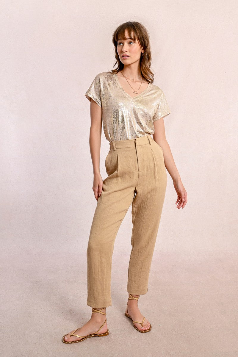 Pantalon carotte en lin