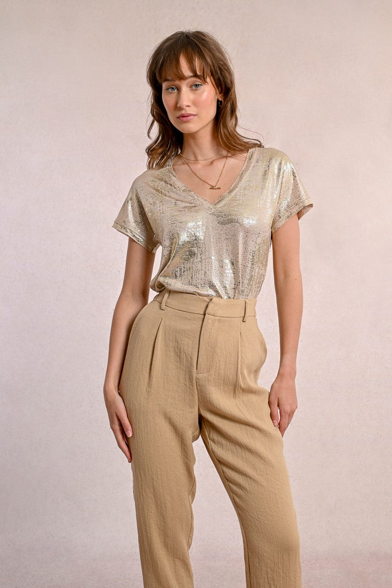 Pantalon carotte en lin