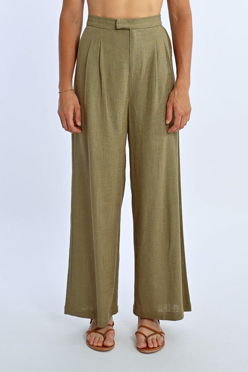Pantalon en lin (Kaki)