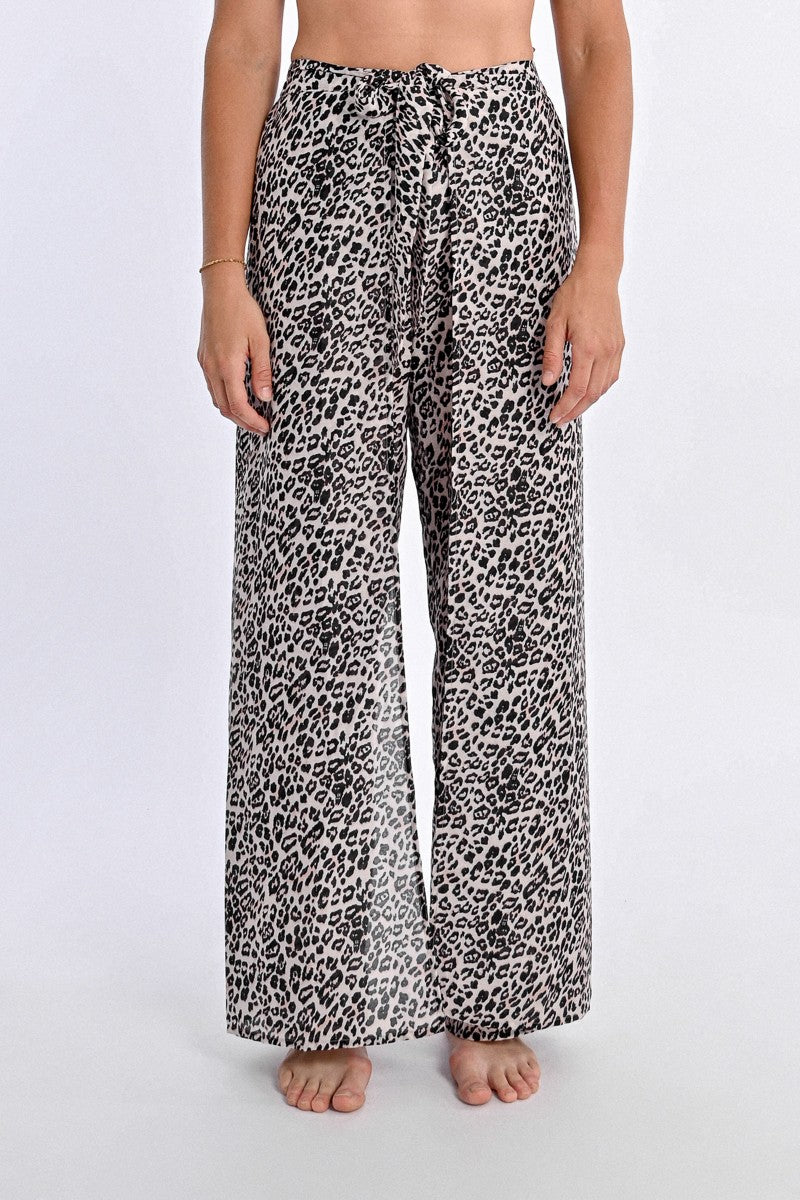 Pantalon fluide, imprimé léopard