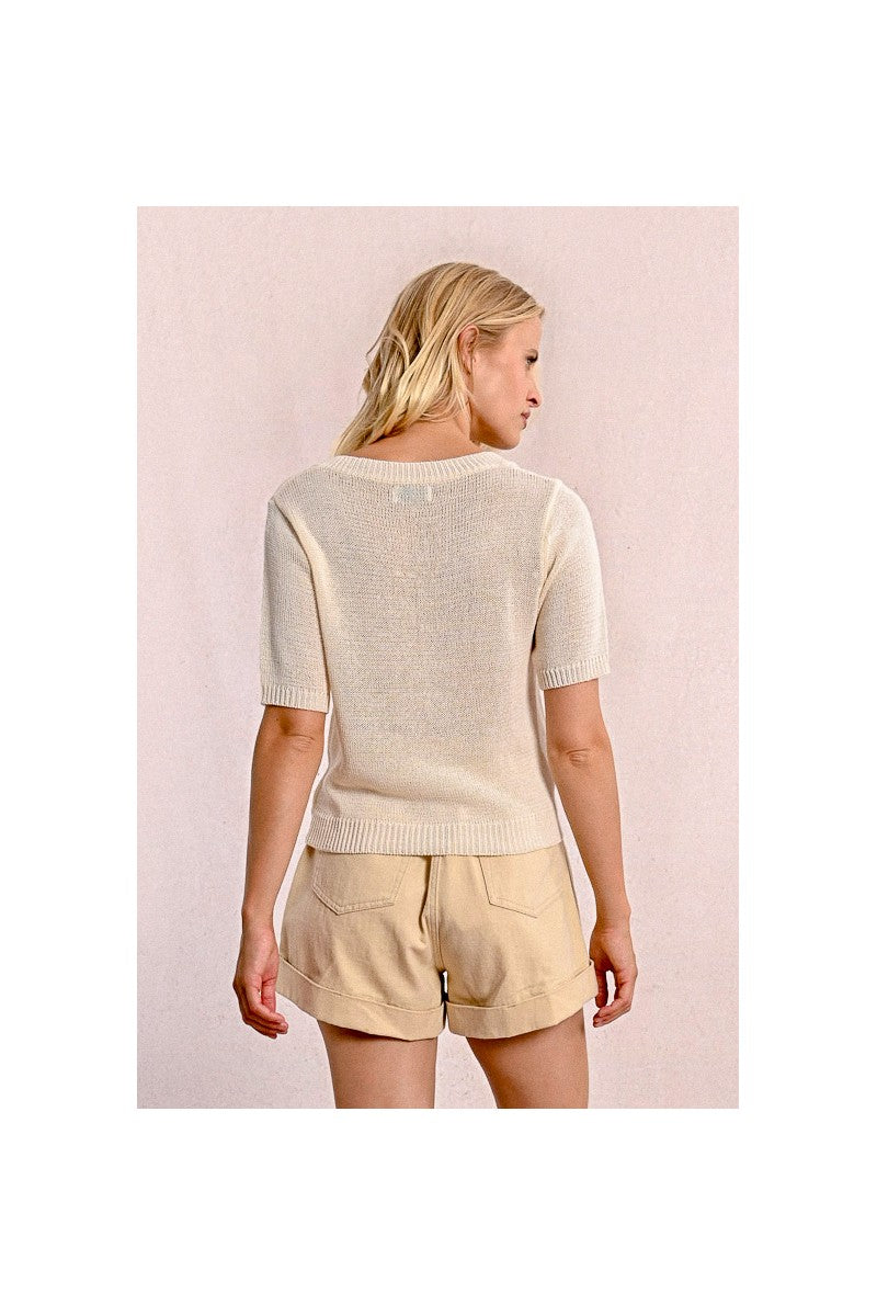 Pull en maille manches courtes