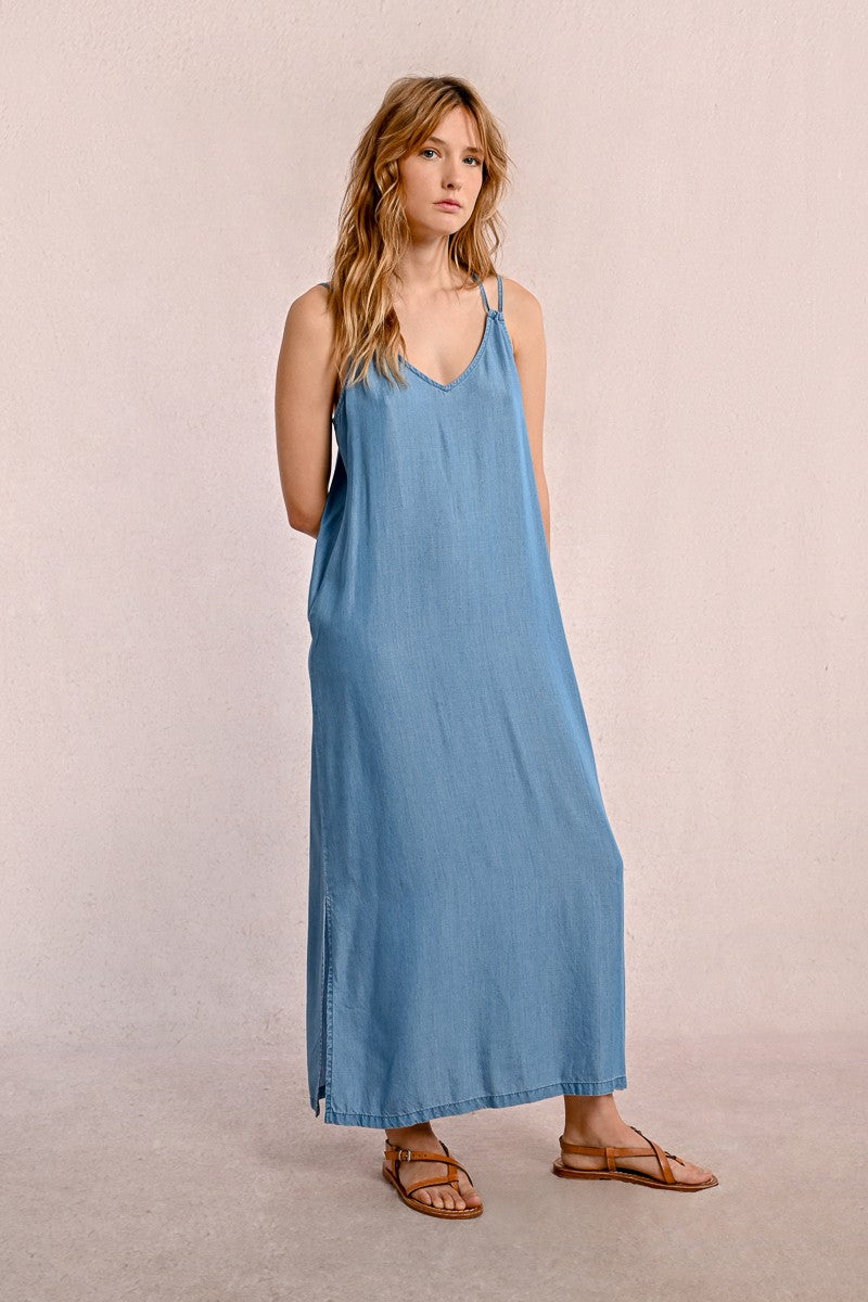 Robe longue et droite en Tencel