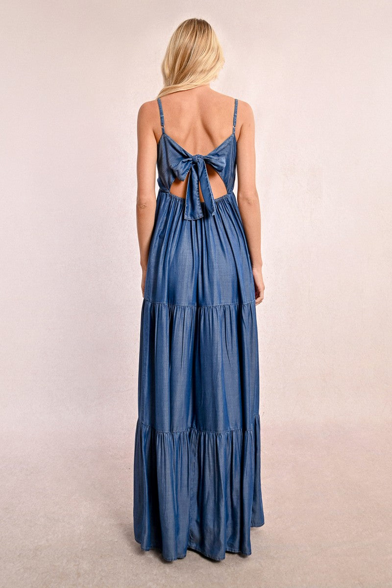 Robe longue volantée en Tencel