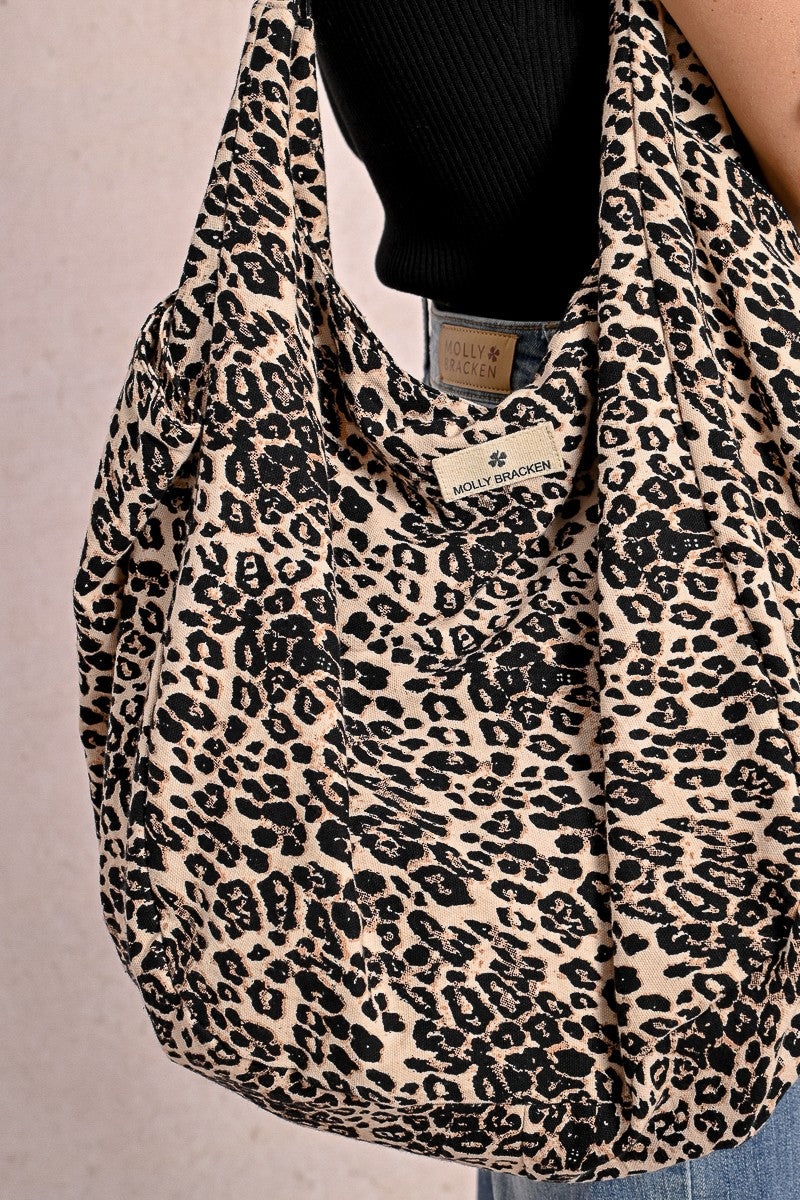 Sac cabas souple, imprimé léopard