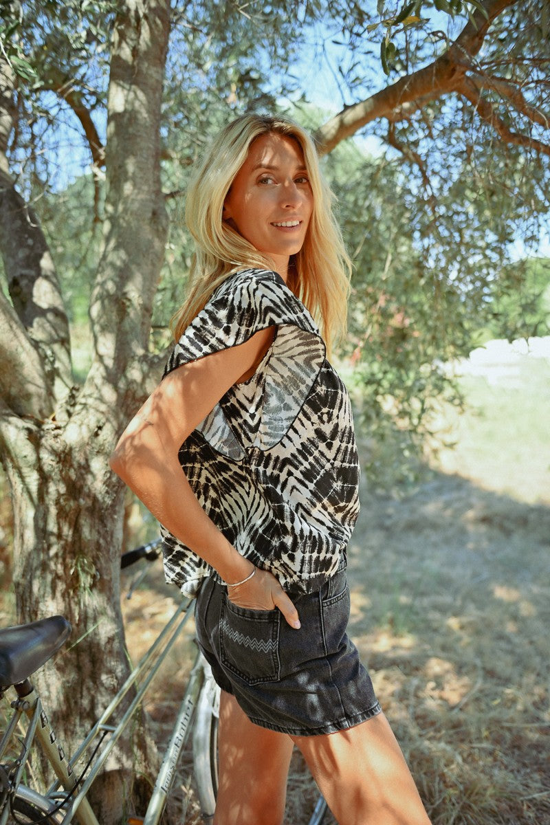 Short large en jean (Black)