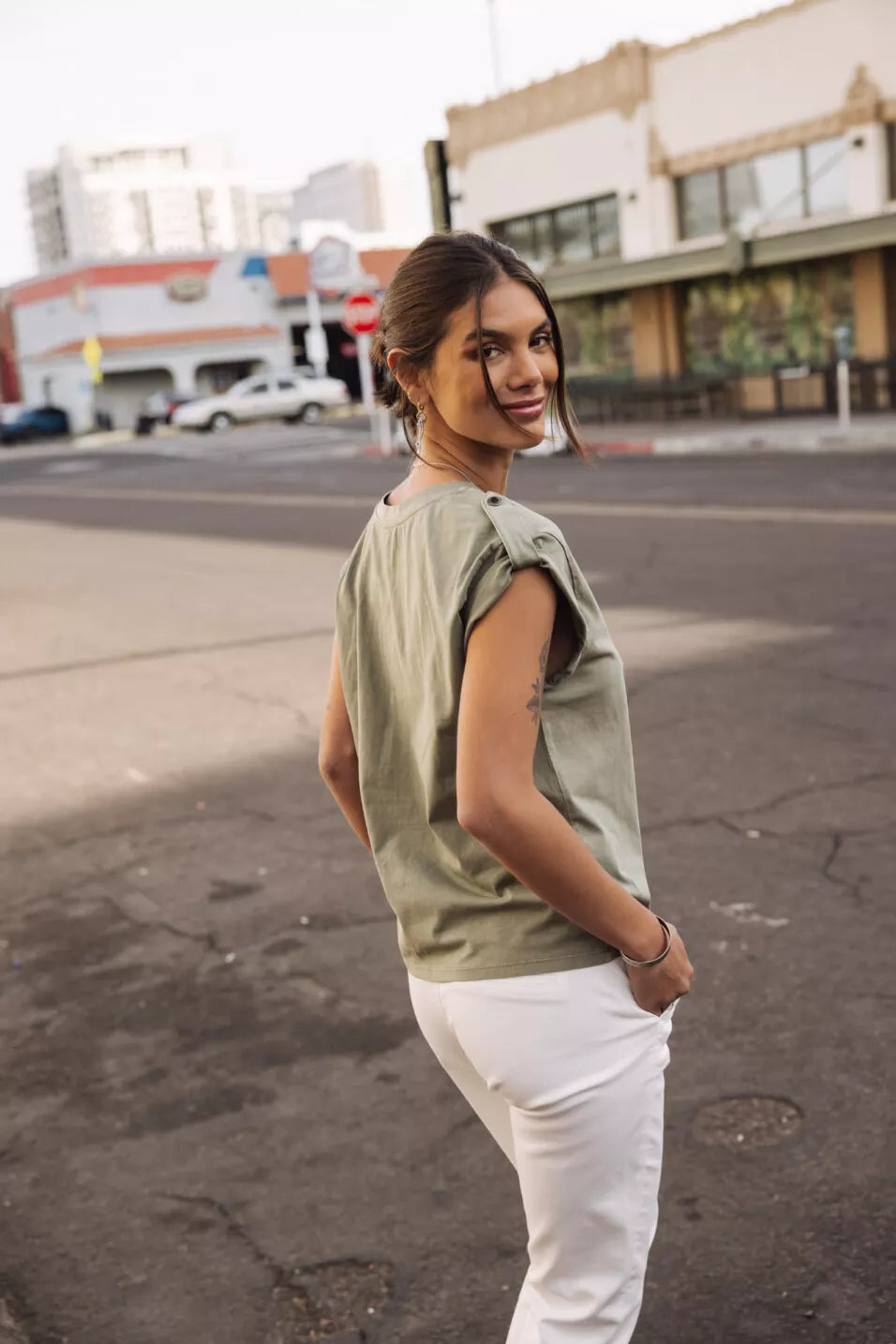 T-Shirt Clouté Trisea Just Be Rock (Light khaki)