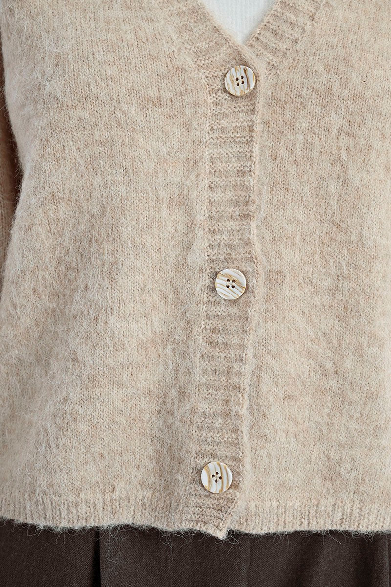 Gilet en laine chiné col V beige