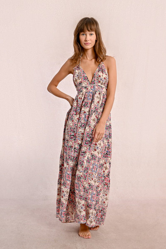 Longue robe à imprimé ethnique
