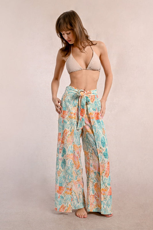 Pantalon fluide, imprimé animalier
