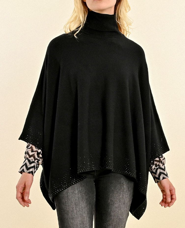 Pull poncho à col roulé