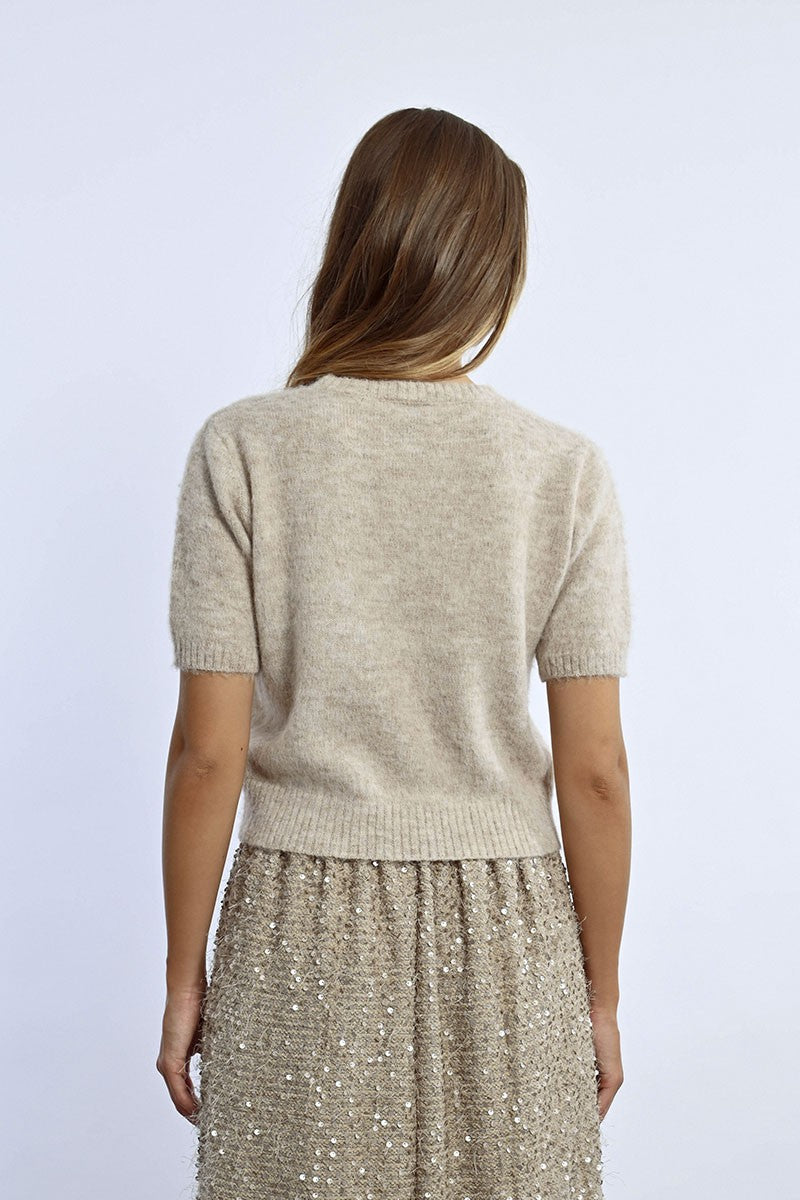 Pull t-shirt chiné Light Beige (Molly Bracken )