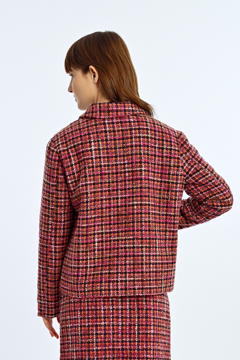 Veste tartan aux poches plaquées